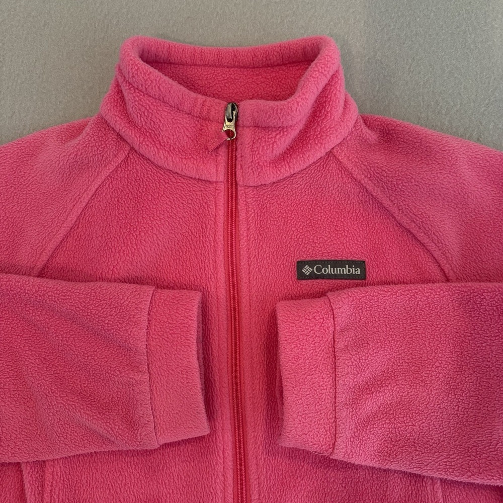 Columbia Girls Full Zip Fleece Jacket Pink Large 14/16 Youth Warm Outdoor Winter